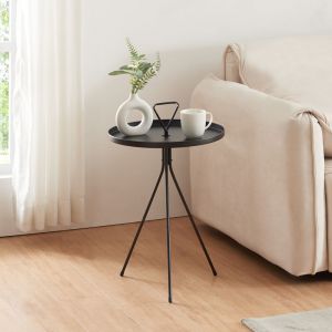 Table d'appoint Odal avec plateau rond métal 65 x 41 cm noir