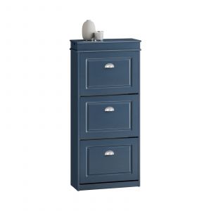 Sobuy Meuble &agrave; chaussures avec 3 abattants et tiroir - Rangement &eacute;troit pour chaussures dans l'entr&eacute;e - Bleu - 53 x 24 x 118 cm