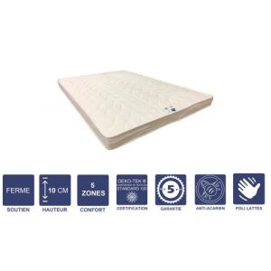 Literie Julien Lot de 2 Matelas Ferme Pour Canapé Lit + 2 Alèses 70x190 x 10 cm 5 zones de Confort Noyau Poli Lattex HR Dernière Gé