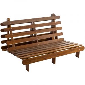 Terre de Nuit Structure futon en bois massif marron noisette 140x200 cm