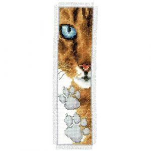 Vervaco Kit marque-page Chat, 6.0 x 20.0 x 0.3 cm, blanc