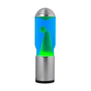 I-total - ITotal XL2199 Lampe à Lave avec Base Argentée, Liquide Bleu et Cire Verte