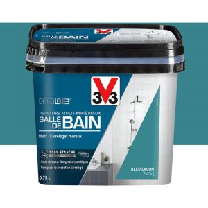 V33 Peinture Multi-Matériaux Salle de bain Deco Lab Bleu lagon 0,75 L