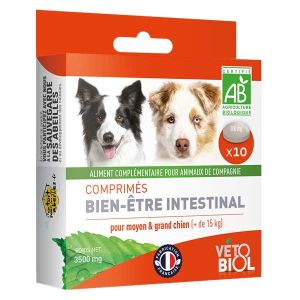 Biovetol Comprimés Bien-être Intestinal Moyen / Grand chien Bio - x15