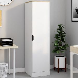 Idmarket Armoire de rangement NOUK 1 porte avec étagères blanc et bois