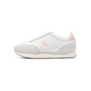 Calvin Klein Baskets Femme Laceup en Cuir, Blanc (Bright White/Sweet Pink), 37