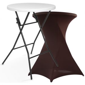 Image de MobEventPro Mange debout pliant 110x80 et housse stretch marron