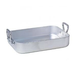 De Buyer Plat à rôtir avec 2 anses fixes et rivetés en aluminium (46 cm)