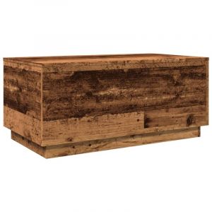 VidaXL Table basse avec lumières LED vieux bois 90x50x40 cm
