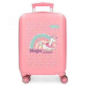 Enso Magic Summer Valise pour Enfant, fabriquée en ABS, Roues Doubles à Rotation multidirectionnelle, Multiples façons de l'utiliser, Rose, 33 cm x 50 cm x 20 cm, Valise