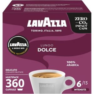 Lavazza Capsules de Caf&eacute; 360 - A Modo Mio Lungo Dolce - 100% Arabica - Intensit&eacute; 6/13 - Torr&eacute;faction douce