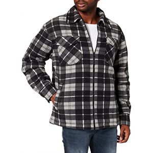 Urban classics Plaid Teddy Lined Shirt, taille S, homme, noir blanc