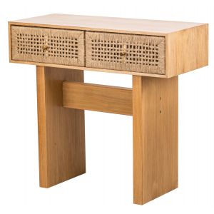 Console 2 tiroirs en bois et corde naturelle