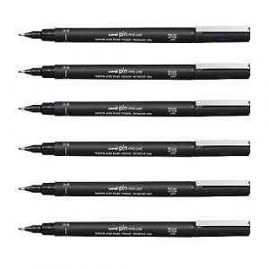 Uni Ball Lot de 12 Feutres technique 0,6mm PIN 06200 Pte calibrée Noir