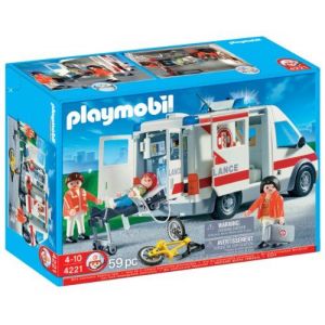 Playmobil 4221 - Jeu de construction - Ambulanciers / blessé / véhicule
