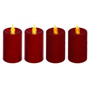 Lot de 4 Bougies Votives "Colorama" 7cm Rouge Prix