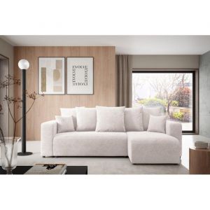 Meublesline Canapé d'angle convertible lavia l Blanc Cassé