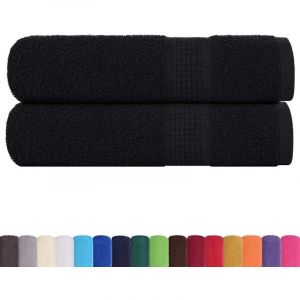 VidaXL Essuie-mains 2 pcs noir 50x100 cm 360 g/m² 100% coton