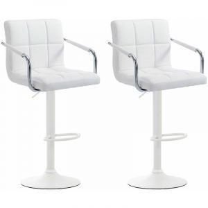 CLP Lot de 2 Tabourets de Bar Lucy V2 en Similicuir blanc Blanc