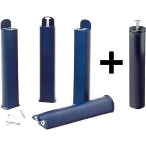 Altobuy - plast - Jeu de 4 pieds 28 cm bleus + pied central pour cadre à lattes - Bleu