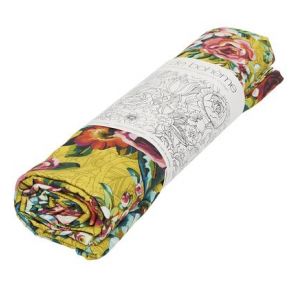 Nappe grand format en coton imprimé fleuri jaune 140x235