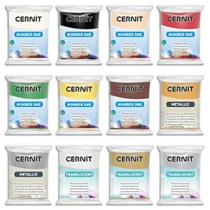 Cernit Un Pack de 12 Pains de Pâte Polymère, Couleurs de Noël - Pâte à Modeler à cuire N°1 - 12 Couleurs Différentes - Blocs de 56g - CE0900012K03C