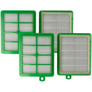 Vhbw 4x filtre compatible avec AEG Electrolux EL6986A, ESF1W, LX9, LX7, Clario Z 1900, LX8 aspirateur - filtre HEPA blanc / vert