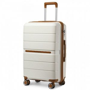 Valise de Voyage à roulettes Pivotantes, 55cm Bagage à main cabine, Valise Rigide Enregistrement en Polypropylène, 36L, Crème