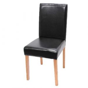 Mendler Chaise de salle &agrave; manger Littau, chaise de cuisine, similicuir ~ noir, pieds clairs