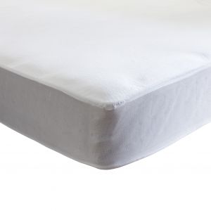 Terre de Nuit Protège matelas molleton 100% coton bio - bonnet 27 cm 200x200 - Blanc