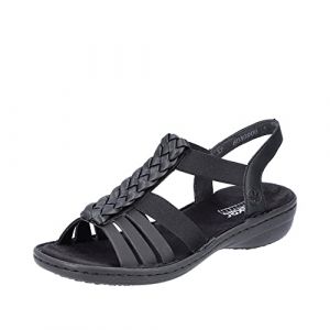 Rieker Femme 60809 Sandale, Noir, 37 EU
