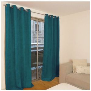 Rideau thermique occultant jacquard 140x260 cm - Bleu canard