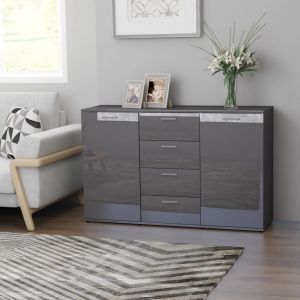 Image de VidaXL Buffet Gris brillant 120x35,5x75 cm Aggloméré