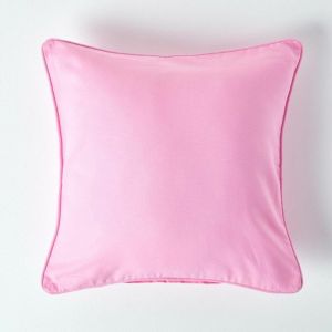 Image de Homescapes - Housse de coussin Uni Rose, 30 x 30 cm - Rose