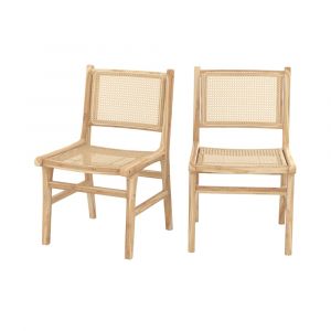 Chaise en bois de teck et rotin (lot de 2) - kyla