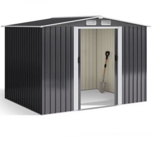 Abri de Jardin Métal 4,77 ㎡ Acier Galvanisé Cabanon Anthracite sur Terrain 247 x 193 x 179 cm - Bealife