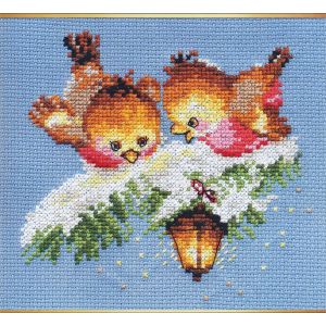 Kit Point De Croix Compt&eacute; "Feu L&eacute;ger" 14x13 Cm