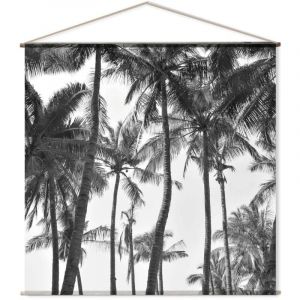 Enjoy Gaming Toile murale imprimée palmier - 150 x 150 cm - Noir et blanc