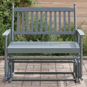 VidaXL Banc balancelle gris 118x70x104,5 cm bois massif de peuplier, banc à bascule d'extérieur, banc balancelle de jardin,, banc à bascule