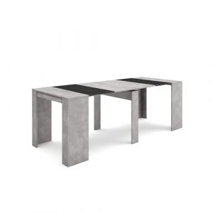 Skraut Home | Table Console Extensible | Console Meuble | 220 | pour 10 Personnes | Table à Manger | Style Moderne | Ciment
