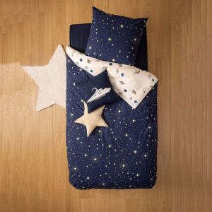Atmosphera Créateur D'intérieur - Housse de couette enfant 140x200 Espace + taie coton 57 fils