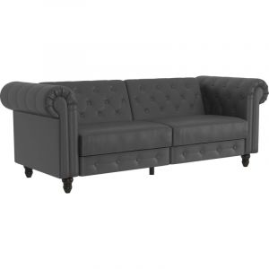 Felix Canapé clic-clac 3 places en simili cuir gris