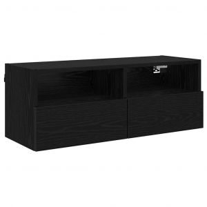 VidaXL Meuble Tv Mural Ch&ecirc;ne Noir 80 X 30 X 30 Cm Bois D'ing&eacute;nierie