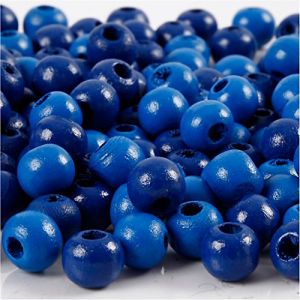 Perles en bois, d: 8 mm, bleu, 15gr, env 100 pièce
