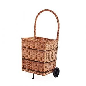 Panier à bûches en osier,Chariot de marché osier