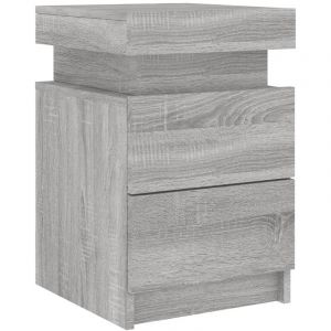 Image de VidaXL Table de chevet avec lumières LED sonoma gris 35x39x55 cm