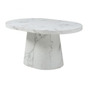Table à manger extensible 6 à +12 personnes en mdf - Effet marbre blanc - cloeva