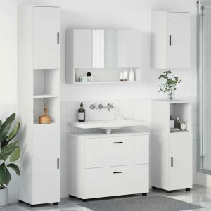 VidaXL Ensemble De Mobilier De Salle De Bain Avec Tiroir 5 Pcs Blanc