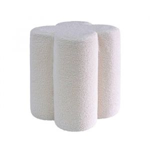 Pouf tabouret tr&egrave;fle bouclette blanc &Oslash;38 x H 40cm - Clover