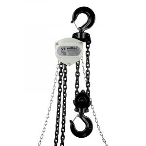 wiltec Palan à chaîne manuel V21-5 ultraléger et compact – Capacité de levage 5 t – Hauteur de levage 5 m – Chaîne 5 m – Palan mécanique de levage